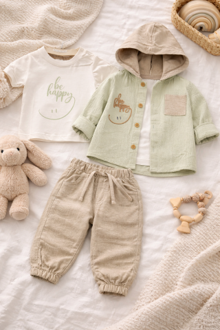 Set din 3 piese pentru baieti tricou camasa cu gluga si pantaloni [1]