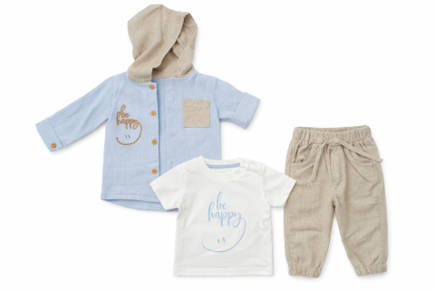 Set 3 piese baieti tricou camasa si pantaloni albastru [1]