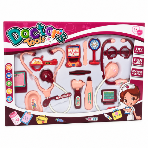 Set doctor copii cu accesorii medicale, stetoscop si ochelari roz 3+ ani [1]