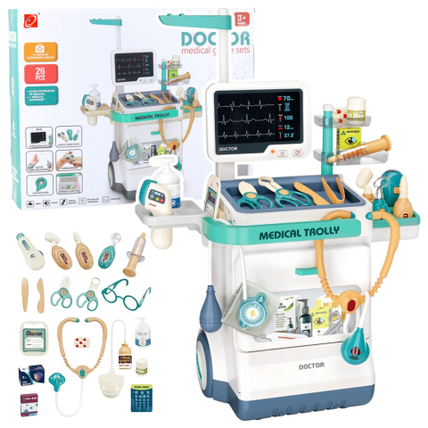Set doctor cu carucior si accesorii medicale, radiografie, EKG, lumini si sunete, 26 [2]