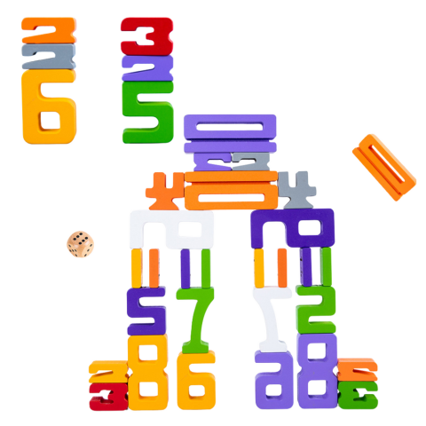 Set Educativ din Lemn cu Cifre pentru Invatat Matematica, 28 Piese + 2 Zaruri [2]