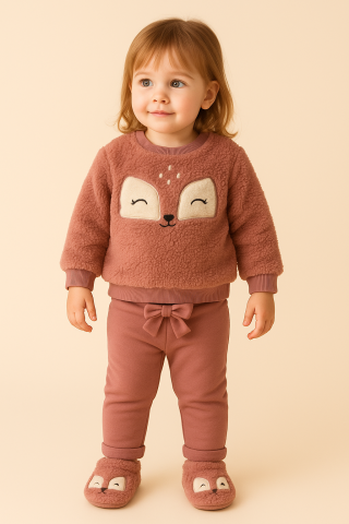 Imbracaminte - Set fetita 3 piese Welsoft – bluzita, pantaloni si ghetute – material pufos