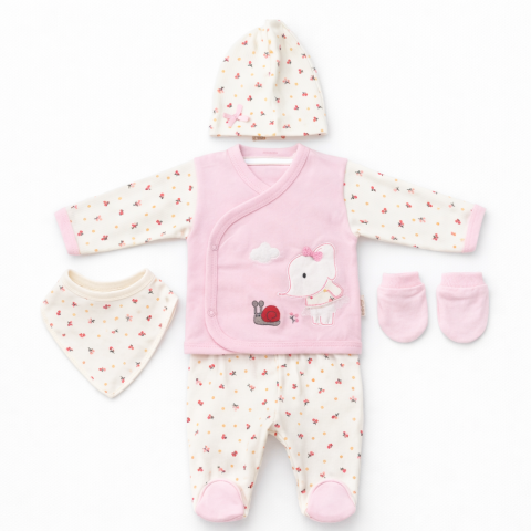 Seturi nou nascuti (0-3 luni) - Set fetite Baby Im roz 5 piese 0-3 luni