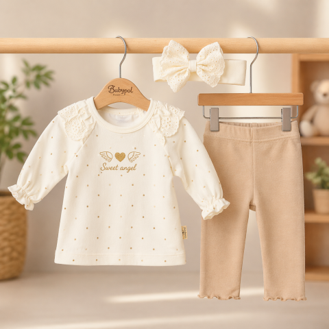 Set fetite Sweet angel cu bluzita pantaloni si bentita [2]