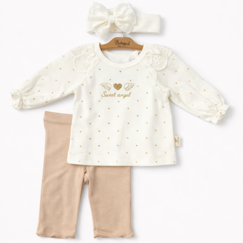 Seturi diverse - Set fetite Sweet angel cu bluzita pantaloni si bentita