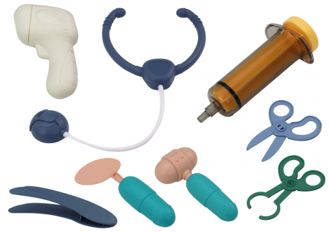 Set mic doctor cu carucior medical raze X ECG lumini albastru 16 piese [3]