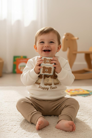Set hanorac si pantaloni bebelus „Happy Bear” [3]