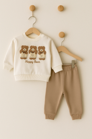 Set hanorac si pantaloni bebelus „Happy Bear” [1]