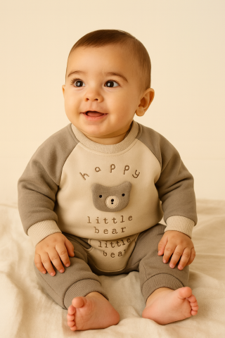 Set hanorac și pantaloni - Set hanorac si pantaloni bebelus „Happy Little Bear”