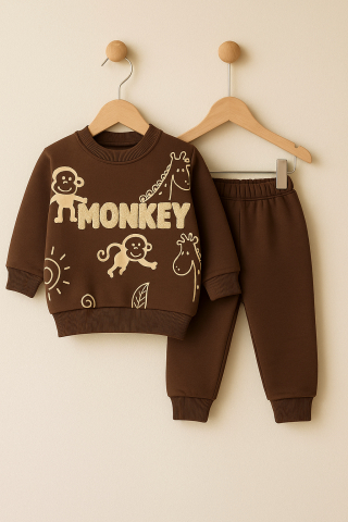 Set hanorac si pantaloni bebelusi din bumbac MARO – Monkey [2]
