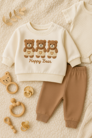 Seturi diverse - Set hanorac si pantaloni bebelusi - Ursuletul vesel