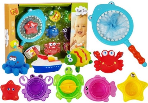 set-jucarii-baie-plasa-pescuit-animalute-bebelusi-baita-apa-Bebelul