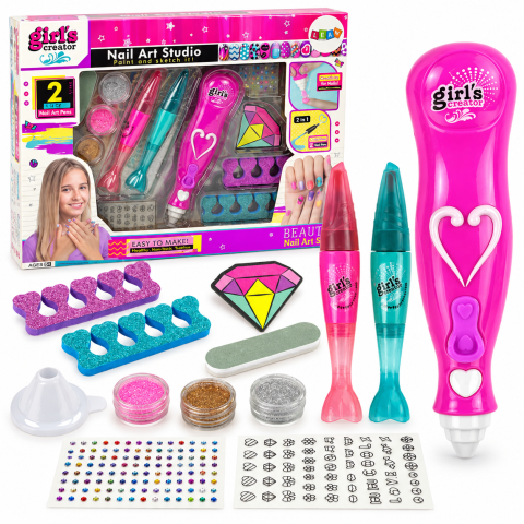 Seturi de frumusete - set-manichiura-pixuri-unghii-glitter-diamante-fetite-Bebelul