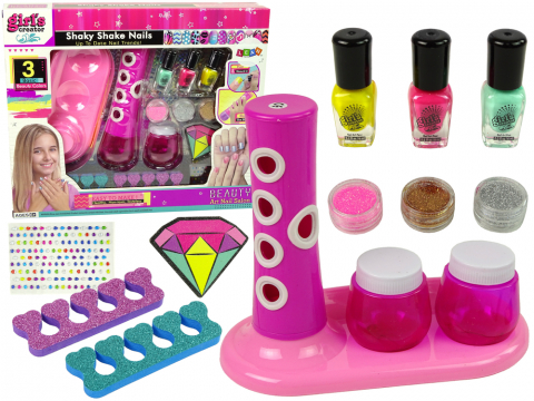 Jucarii Copii - set-manichiura-fete-lacuri-glitter-stickere-colorate-Bebelul