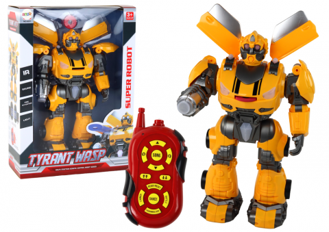 Vehicule si jucarii R/C - robot-galben-mare-telecomanda-sunete-lumini-inele-spuma-Bebelul