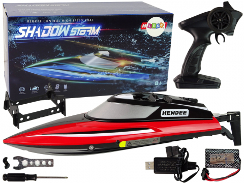 Masinute R/C - barca-rc-rosie-telecomanda-2-4g-viteza-25kmh-copii-8ani-Bebelul