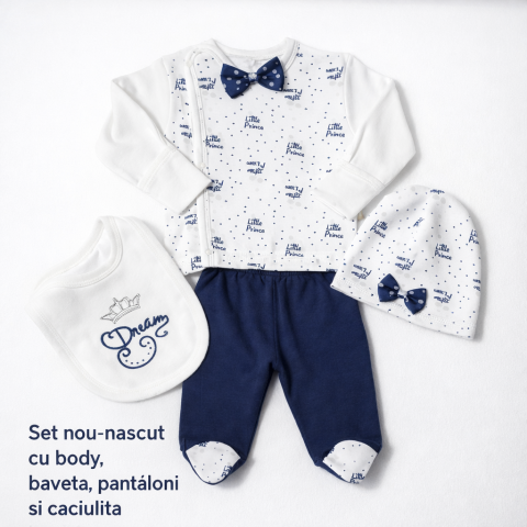 Set nou-nascut cu body baveta pantaloni si caciulita [1]