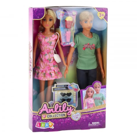 Set papusi Anlily Fata si Baiat cu ochelari geanta accesorii si tinute moderne [3]