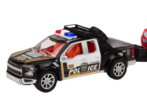 Set politie pickup offroad cu platforma si masina tractata [2]