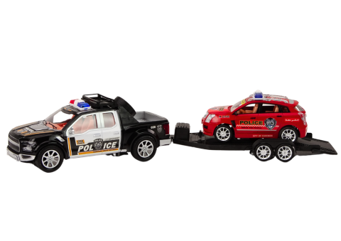 Set politie pickup offroad cu platforma si masina tractata [1]