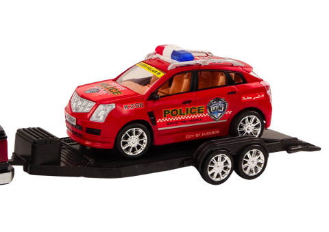 Set politie pickup offroad cu platforma si masina tractata [3]