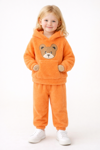 Set pufos hanorac si pantaloni Welsoft - Orange [3]