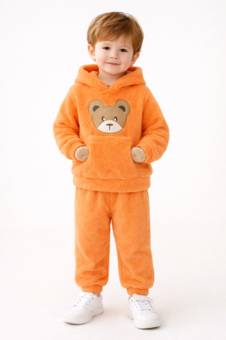 Set pufos hanorac si pantaloni Welsoft - Orange [2]