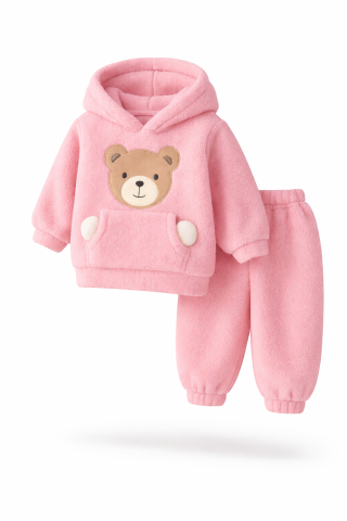 Set bluzita si pantaloni - Set pufos hanorac si pantaloni Welsoft - Pink