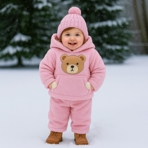 Imbracaminte - Set pufos hanorac si pantaloni Welsoft - Pink