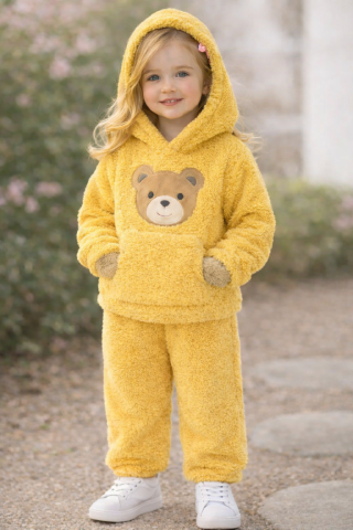 Set pufos hanorac si pantaloni Welsoft - Yellow [3]