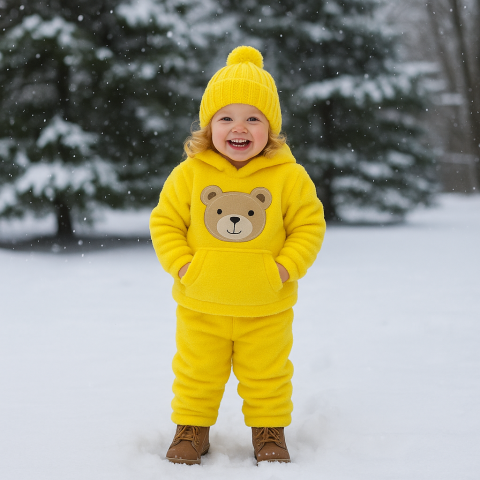 Imbracaminte - Set pufos hanorac si pantaloni Welsoft - Yellow