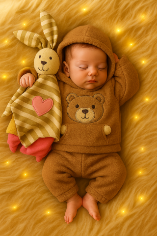 Set pufos hanorac si pantaloni Welsoft - Brown [1]