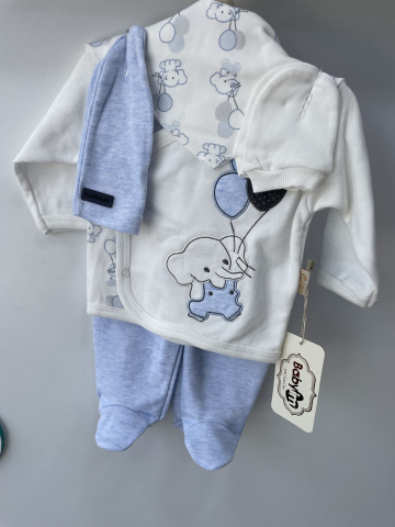 Set salopeta albastra 5 piese cu elefantei 0-3 luni [1]