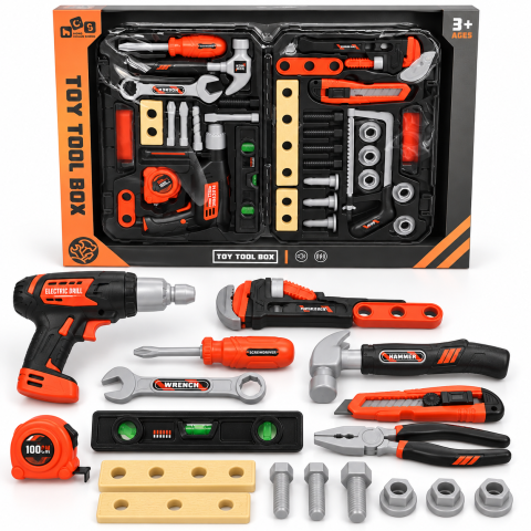 Ateliere si bancuri de lucru - Set scule de jucarie START PRO 32 piese cu bormasina, ciocan si accesorii, 3 ani+