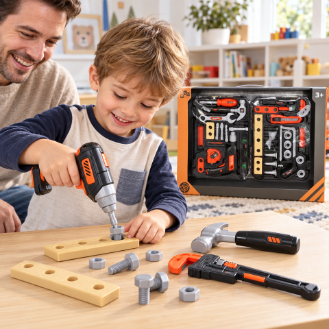 Set scule de jucarie START PRO 32 piese cu bormasina, ciocan si accesorii, 3 ani+ [1]