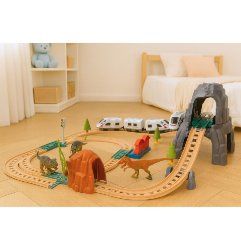 Set tren electric parc dinozauri cu lumini si sunete 76 cm [4]
