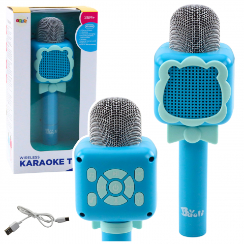 Lichidare de stoc - microfon-karaoke-bluetooth-voce-copii-albastru-Bebelul