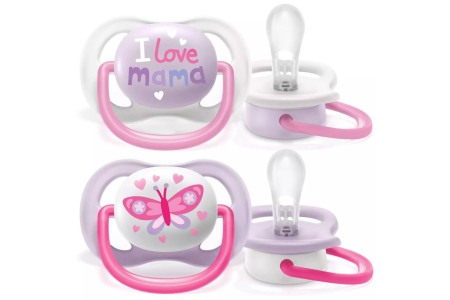 Suzeta PHILIPS AVENT Ultra Air, 0-6 luni, 2 buc, ROZ-MOV [0]