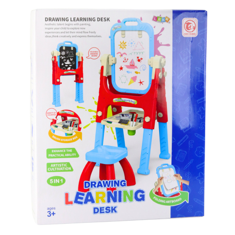 Tabla Educationala 5in1 cu Scaun Multifunctionala Accesorii Albastru [5]