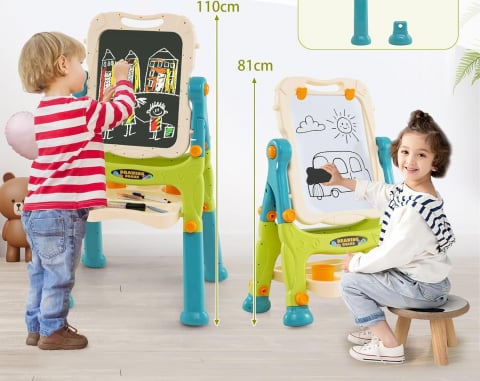 Tabla educativa fata-verso magnetica si creta cu accesorii si raft organizator [1]