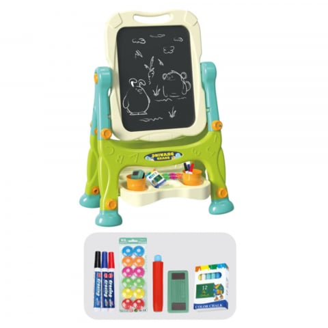 Tabla educativa fata-verso magnetica si creta cu accesorii si raft organizator [4]