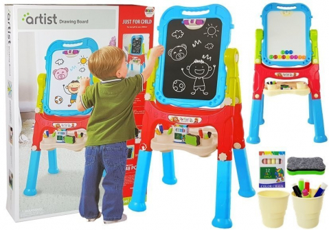Jucarii Copii - tabla-magnetica-copii-dubla-rosie-albastra-accesorii-rotativa-Bebelul