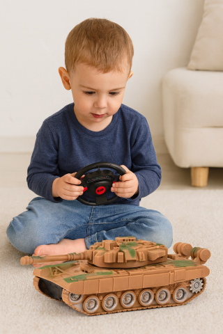 Vehicule si jucarii R/C - tanc-rc-telecomanda-lumini-sunet-nisip-1-18-copii-3ani-Bebelul