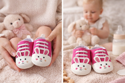 Tenisi bebelusi iepuras roz talpa alba Leoncino [1]