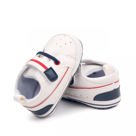 Tenisi albi cu insertii bleumarine pentru bebelusi [4]