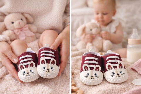 Tenisi bebelusi pisicuta visiniu talpa alba LEONCINO [1]