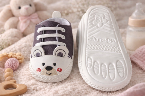 Tenisi bebelusi ursulet gri talpa alba LEONCINO [2]