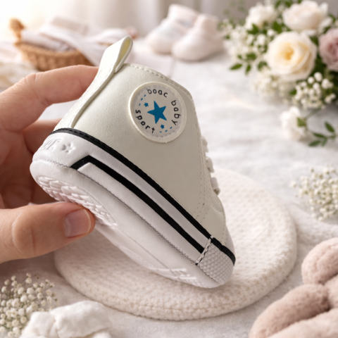 Tenisi BOAC albi bebelusi cu sireturi [2]