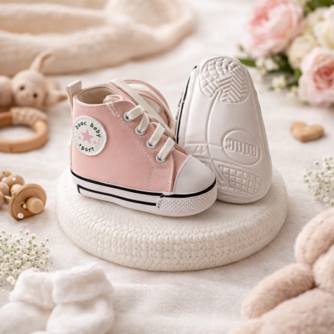 Tenisi - Tenisi BOAC roz bebelusi cu sireturi