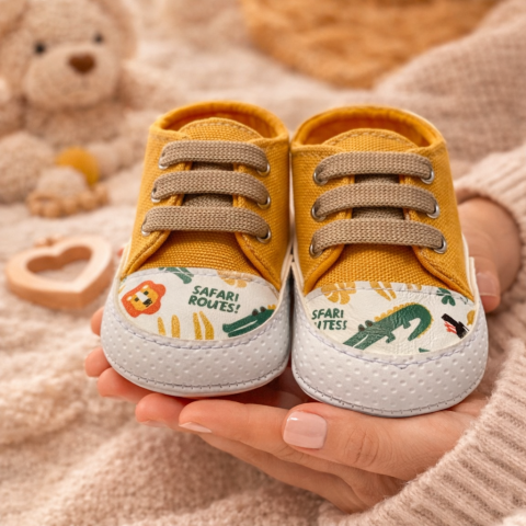 Tenisi - Tenisi galbeni bebe imprimeu safari - Pattini